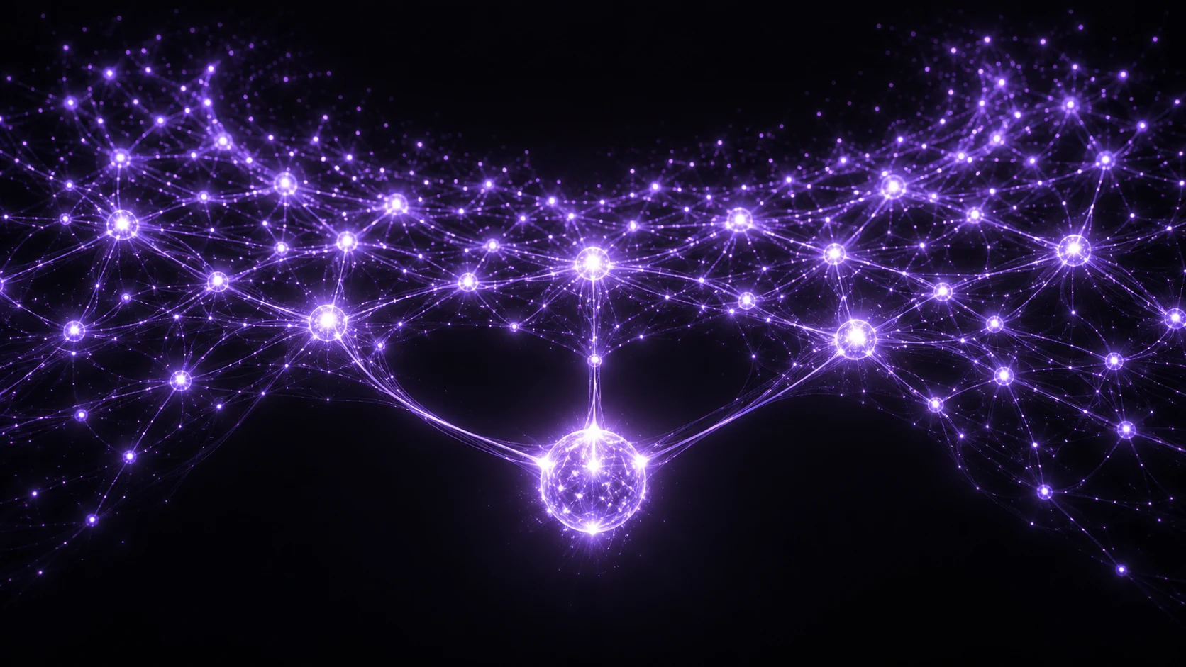A new radiant violet node connects to and extends a growing constellation of minds.
